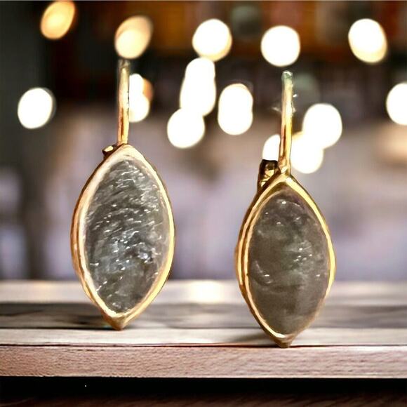 Gold & Olive 3/4" Drop‎ Earrings Hypoallergenic Made in the USA - Picture 1 of 2